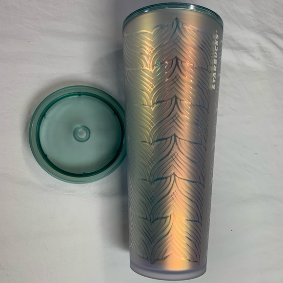 Starbucks Mermaid Tail Cold Tumbler 24oz Iridescent Matte Undersea Cup Lid 2021 - Picture 1 of 4